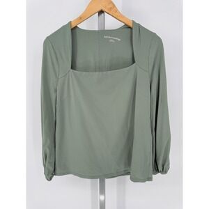 Soft Surroundings Square Neck Long Sleeve  Top Sage Green Medium